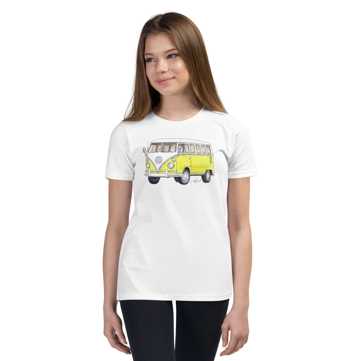 1967 Type 2 Split Window Yellow/White Youth Short Sleeve T-Shirt