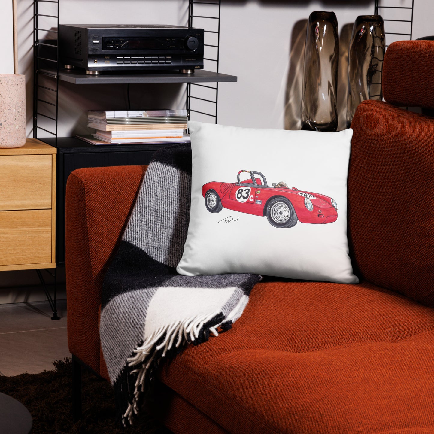 1955 P 550A Spyder Red Basic Pillow