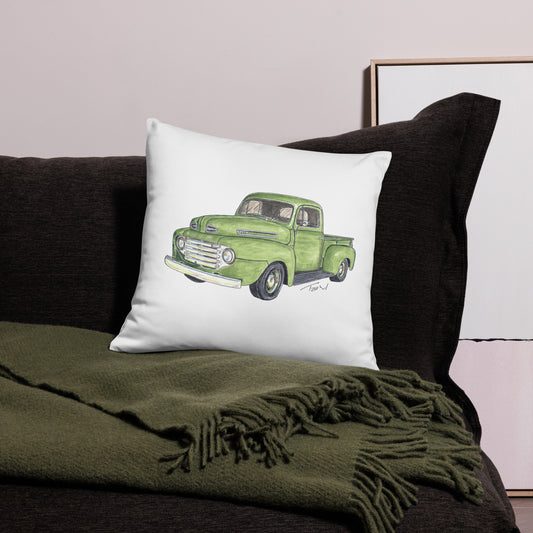 Vintage 1949 F Truck Green Basic Pillow