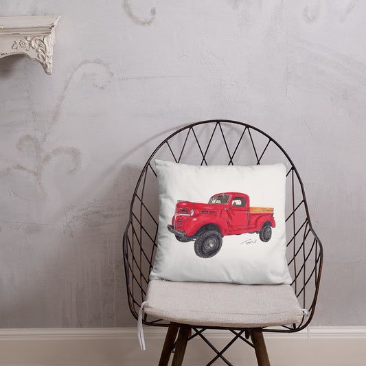 Vintage 1946 D Red Truck Basic Pillow