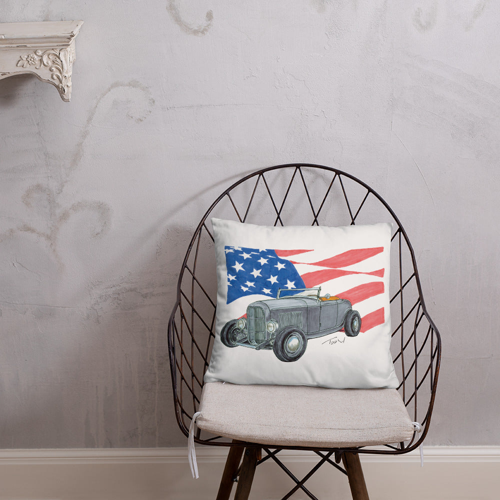 1932 F Roadster USA Flag Basic Pillow