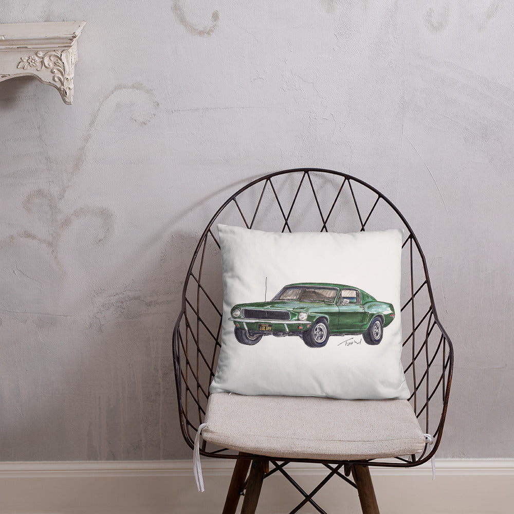 1968 B Mustang GT Green Basic Pillow