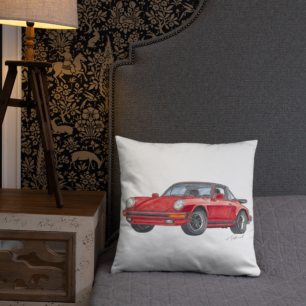 1975 911 Targa Red Basic Pillow