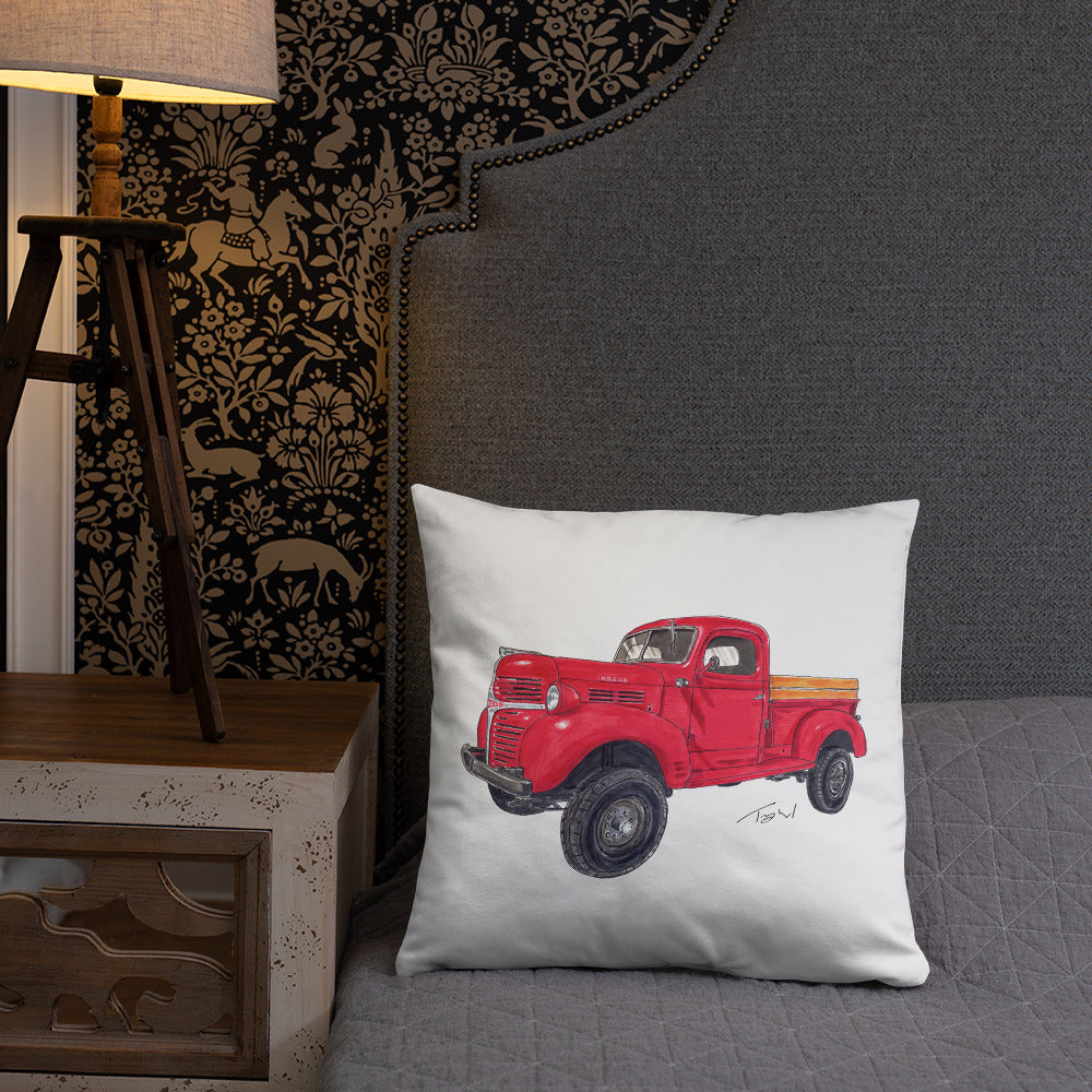 Vintage 1946 D Red Truck Basic Pillow