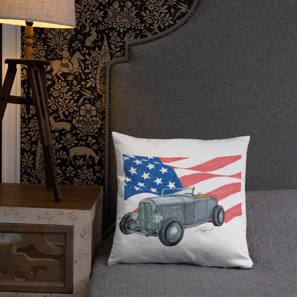 1932 F Roadster USA Flag Basic Pillow