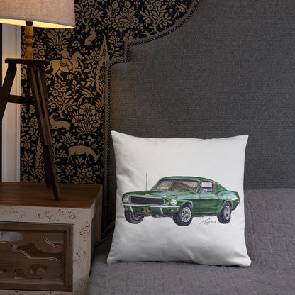 1968 B Mustang GT Green Basic Pillow