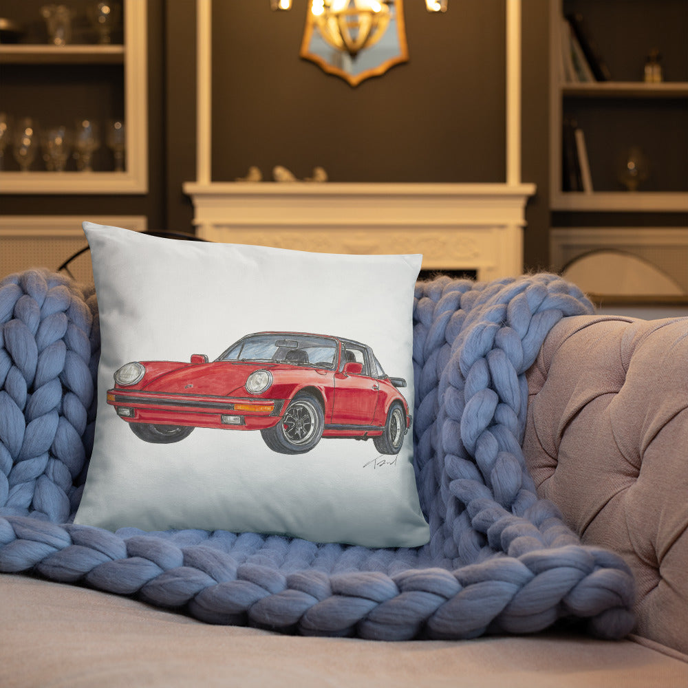 1975 911 Targa Red Basic Pillow