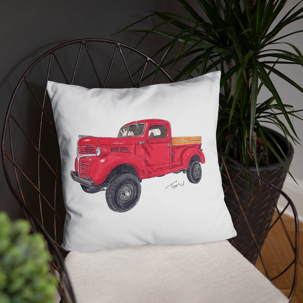 Vintage 1946 D Red Truck Basic Pillow