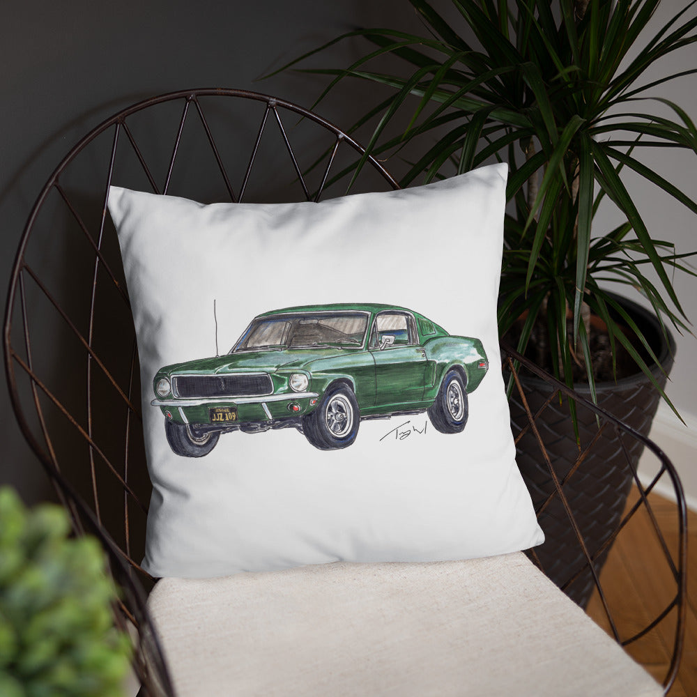 1968 B Mustang GT Green Basic Pillow