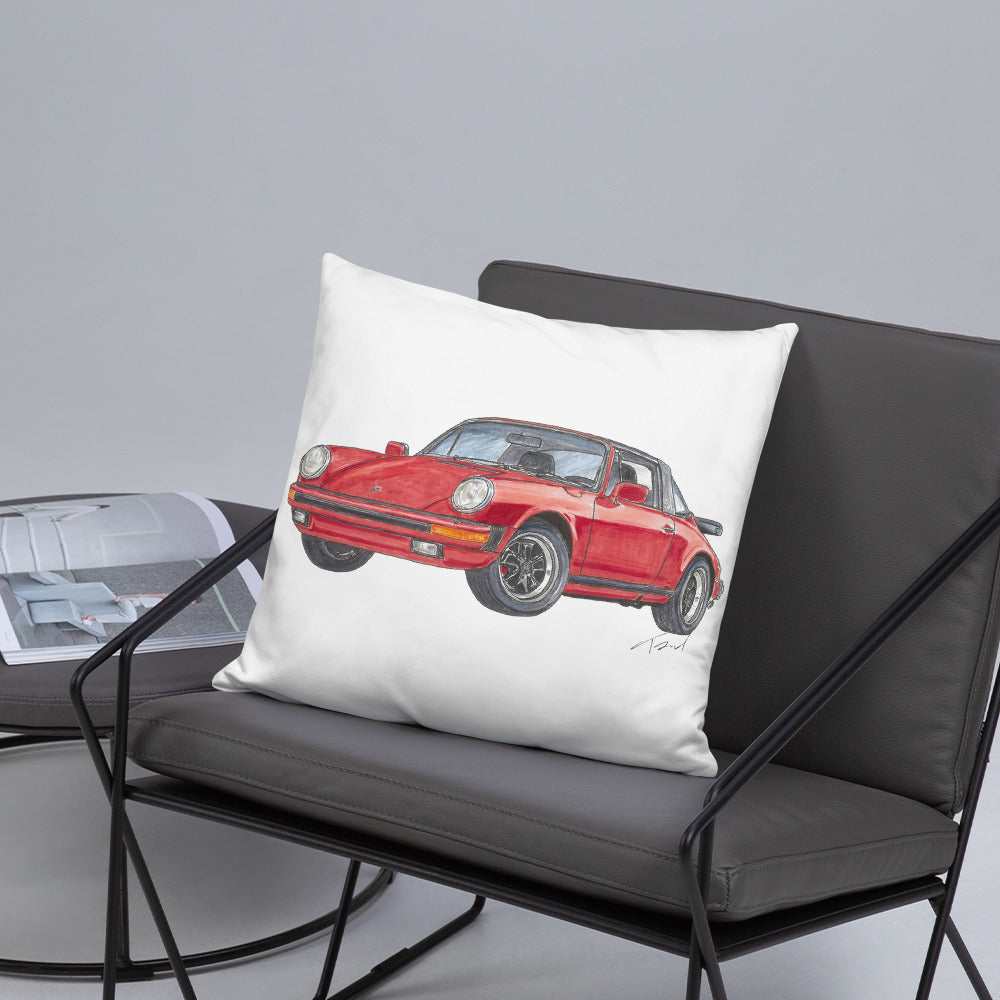 1975 911 Targa Red Basic Pillow