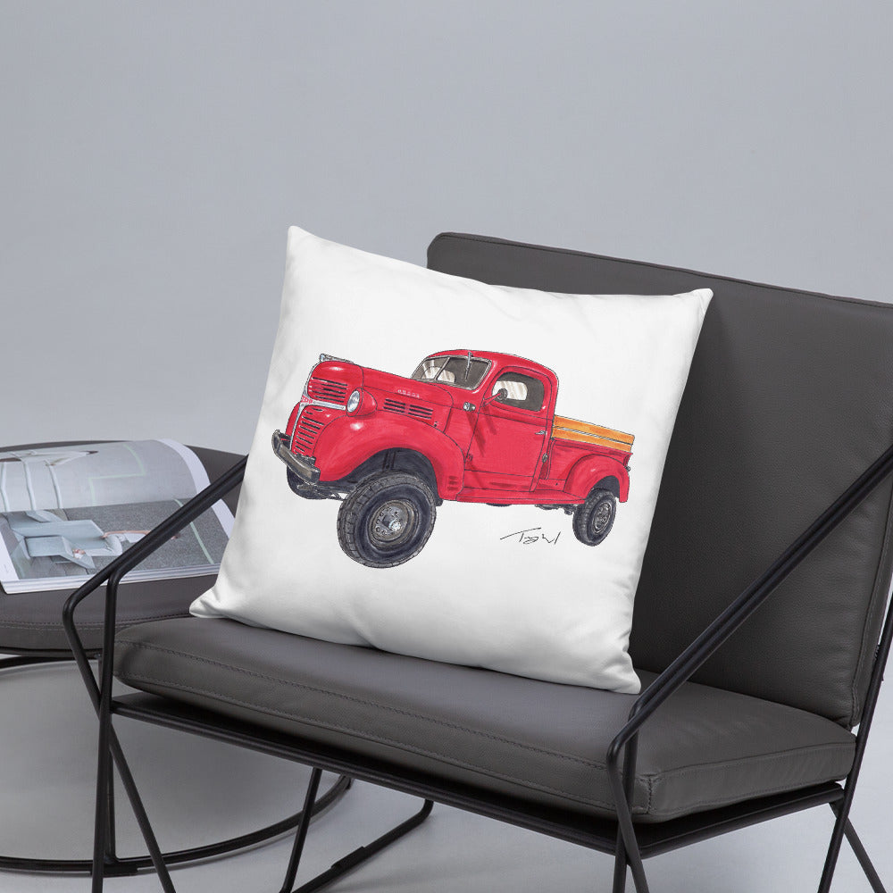 Vintage 1946 D Red Truck Basic Pillow