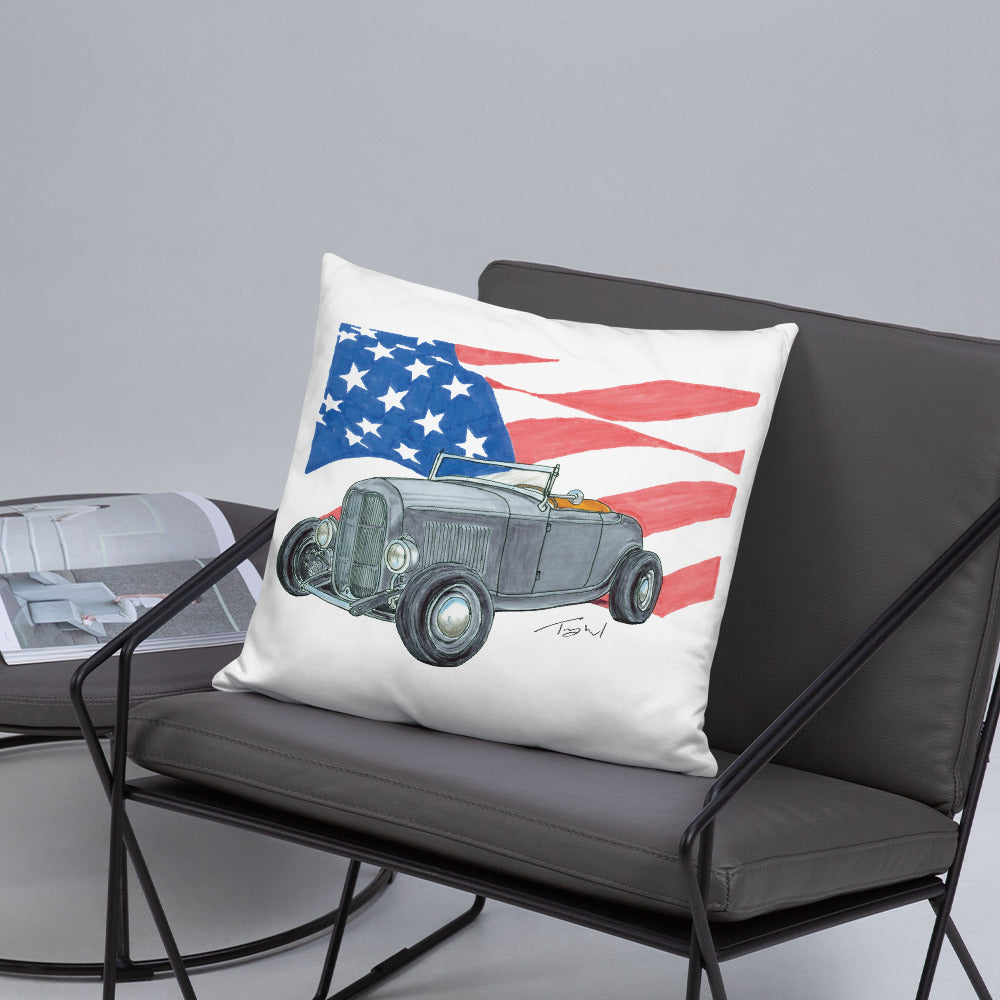 1932 F Roadster USA Flag Basic Pillow