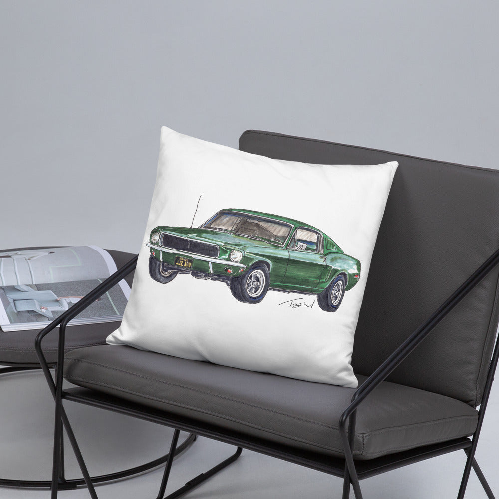 1968 B Mustang GT Green Basic Pillow