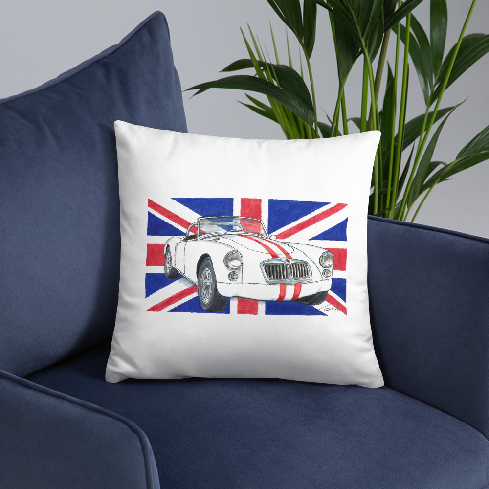 British 1962 MGA Union Jack Basic Pillow