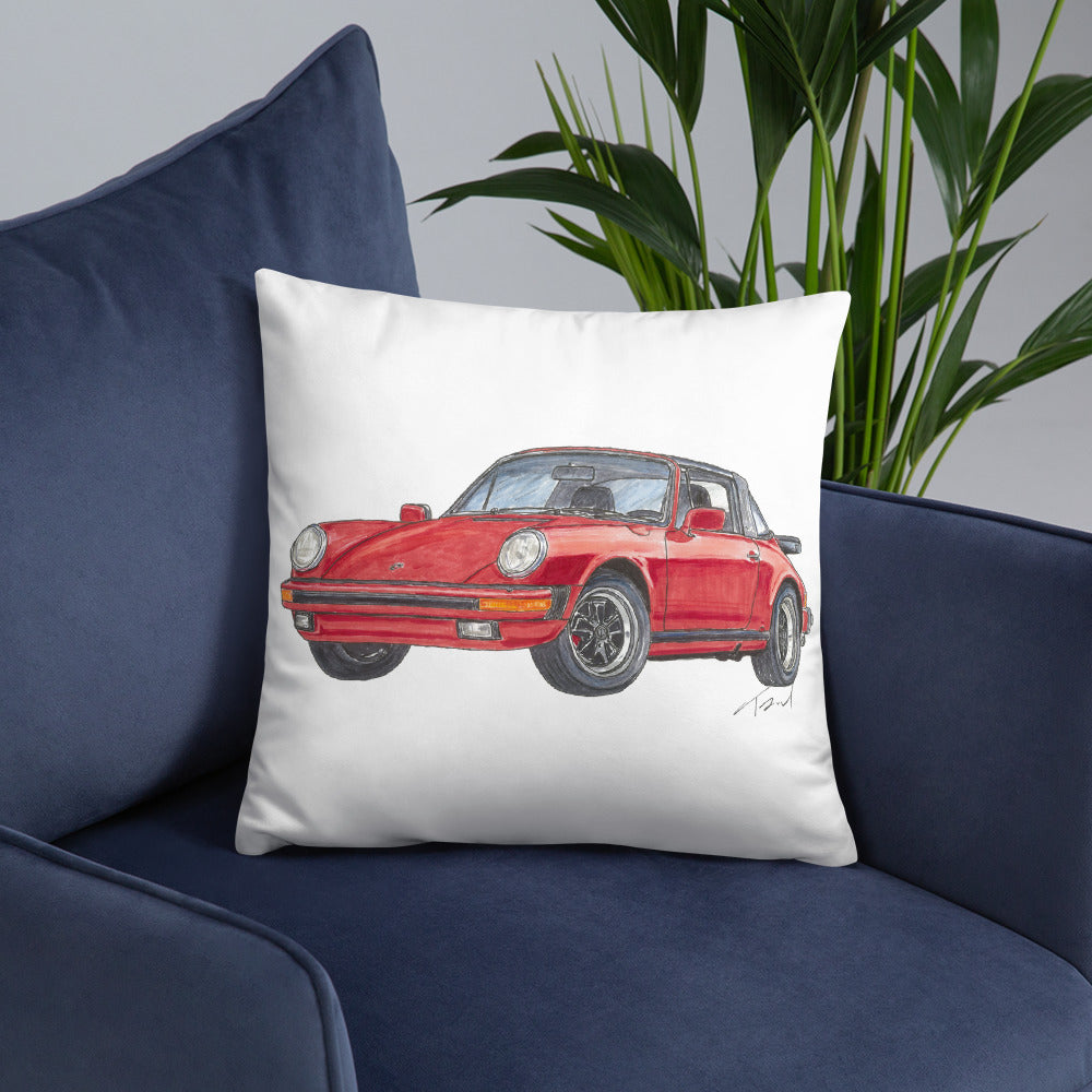 1975 911 Targa Red Basic Pillow