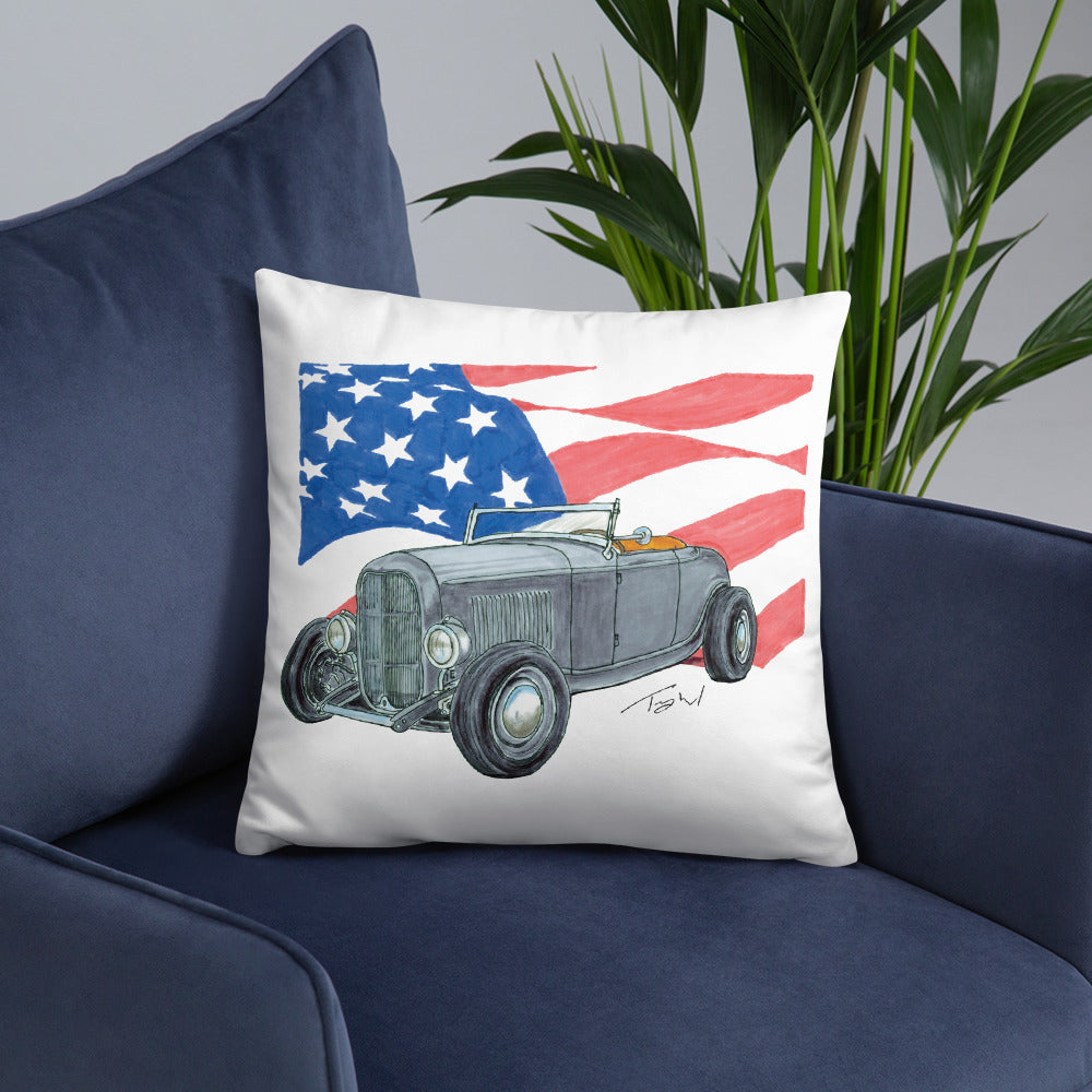 1932 F Roadster USA Flag Basic Pillow