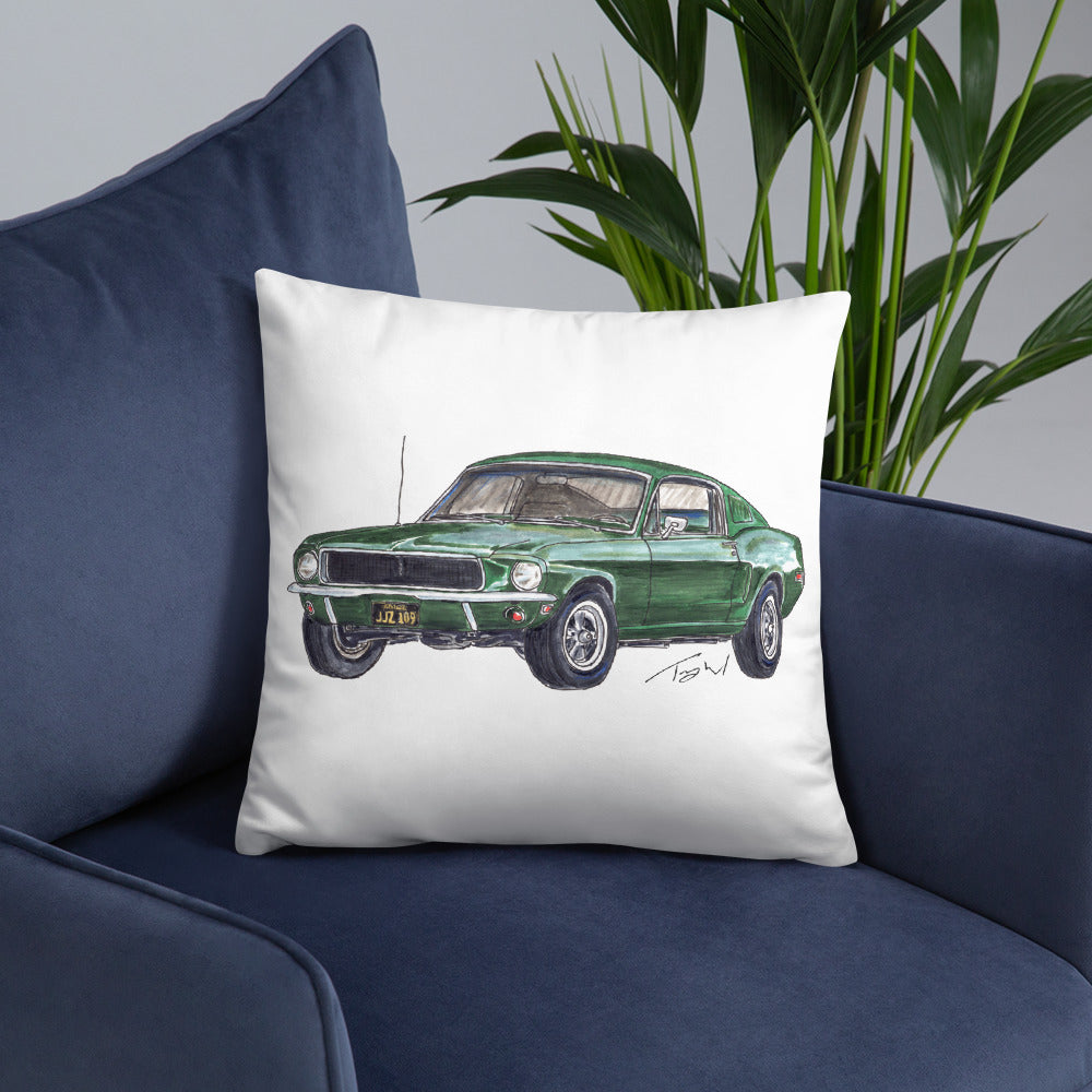 1968 B Mustang GT Green Basic Pillow