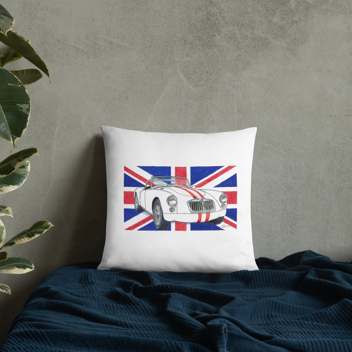 British 1962 MGA Union Jack Basic Pillow