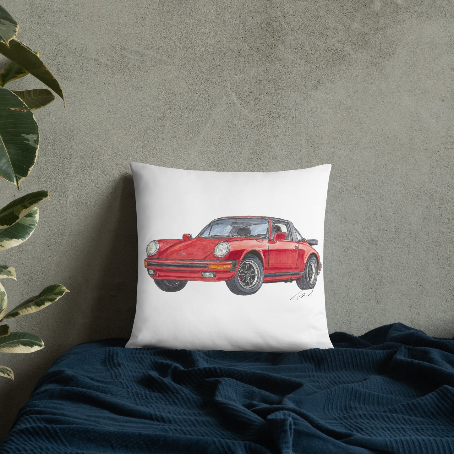 1975 911 Targa Red Basic Pillow