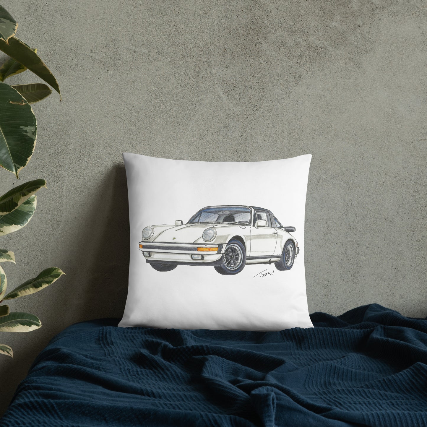 1986 911 Targa White Basic Pillow