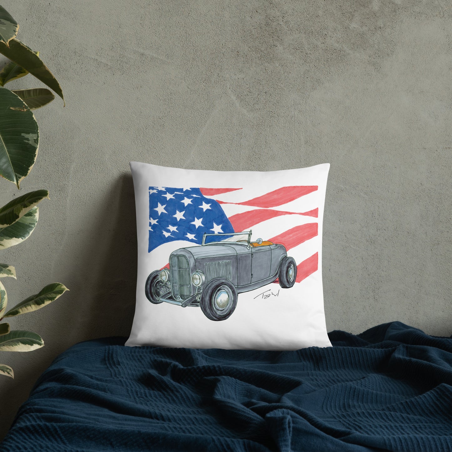 1932 F Roadster USA Flag Basic Pillow