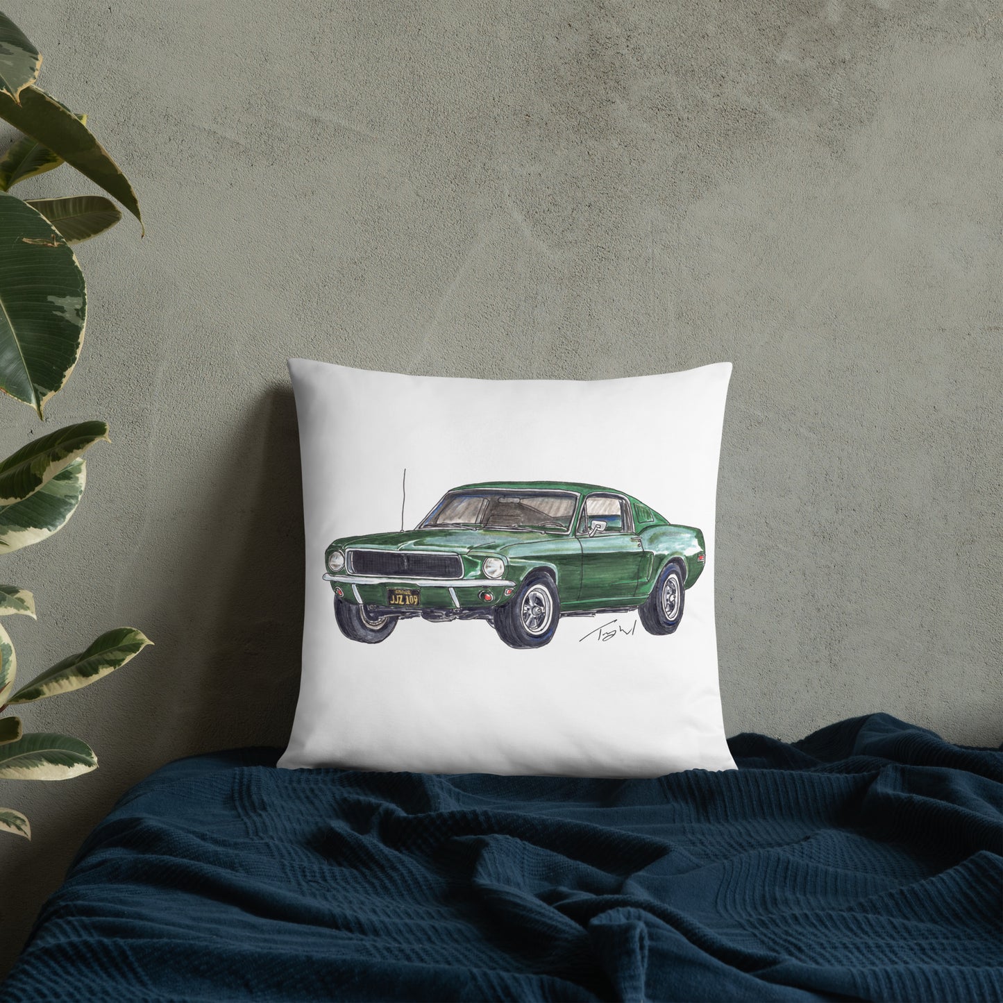 1968 B Mustang GT Green Basic Pillow