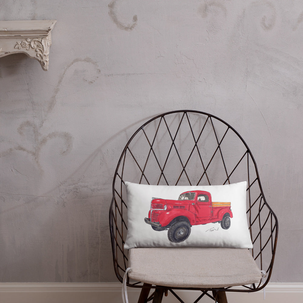 Vintage 1946 D Red Truck Basic Pillow