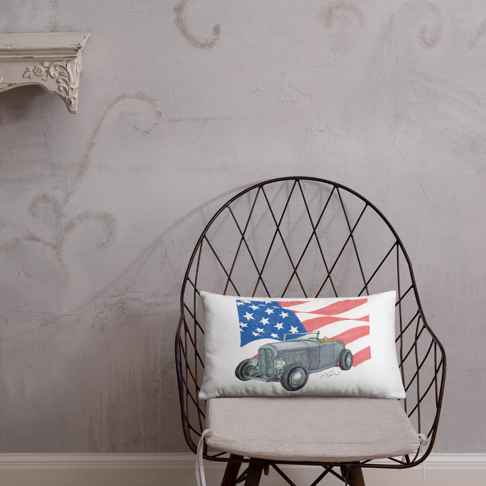 1932 F Roadster USA Flag Basic Pillow