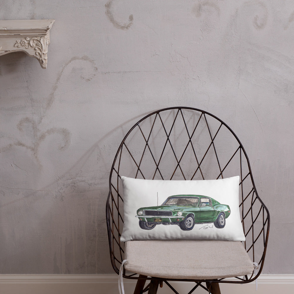 1968 B Mustang GT Green Basic Pillow