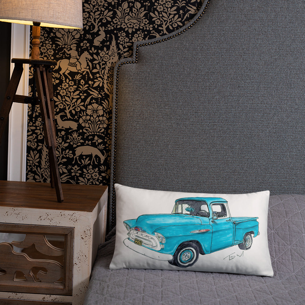 Vintage 1957 C Truck Blue Basic Pillow