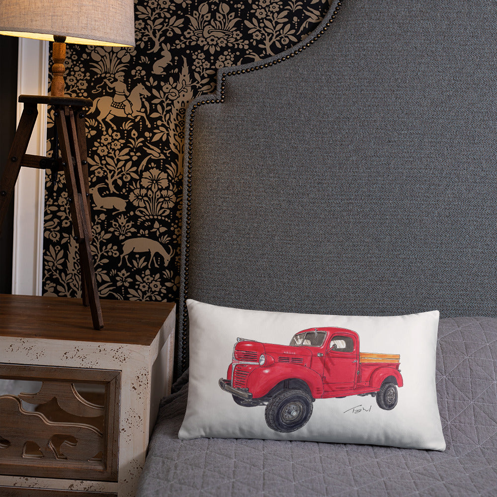 Vintage 1946 D Red Truck Basic Pillow