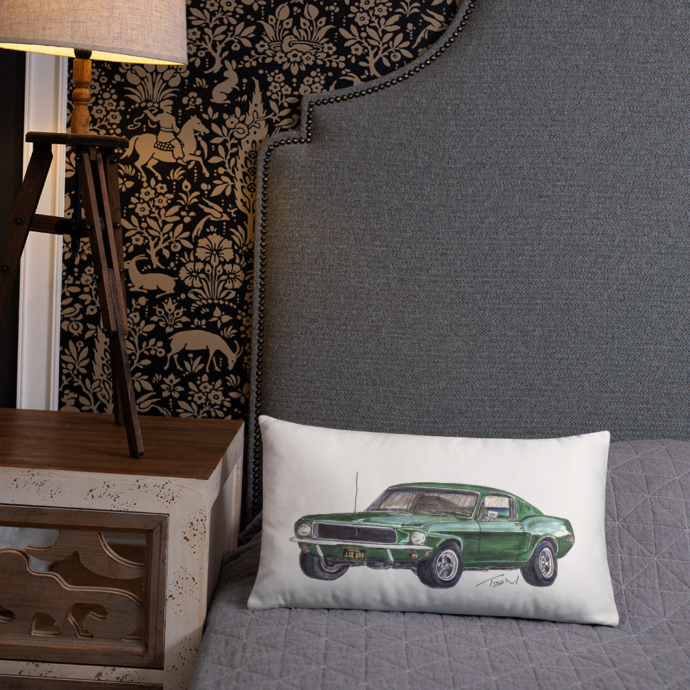 1968 B Mustang GT Green Basic Pillow