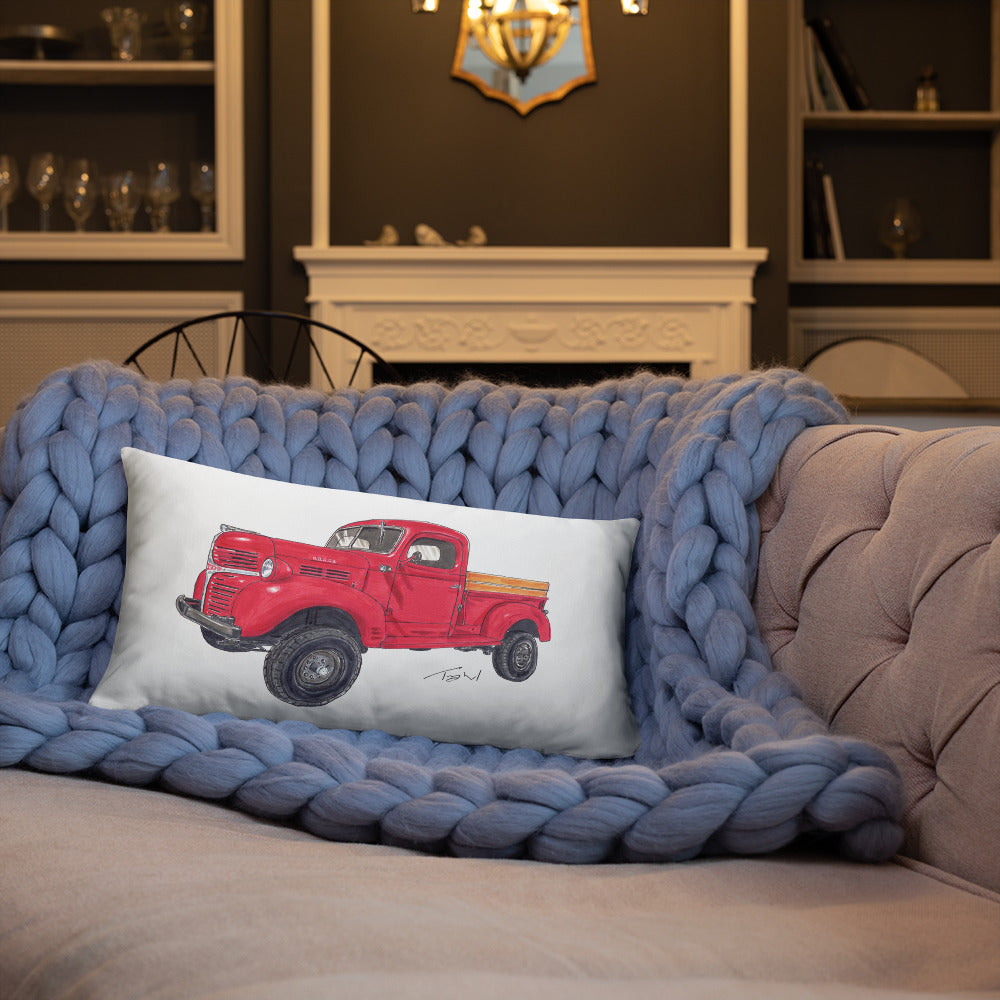 Vintage 1946 D Red Truck Basic Pillow