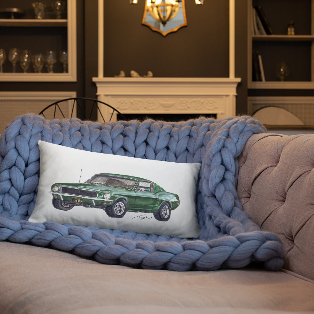 1968 B Mustang GT Green Basic Pillow