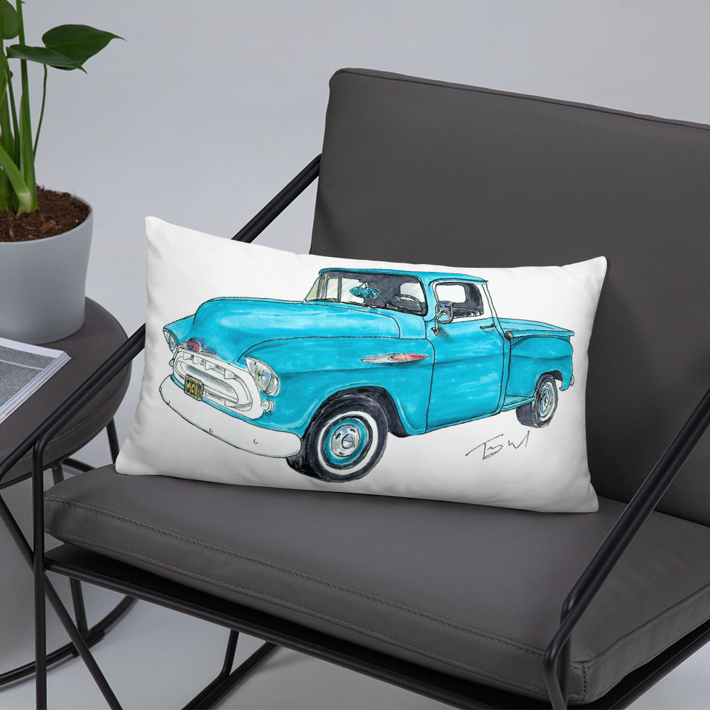 Vintage 1957 C Truck Blue Basic Pillow