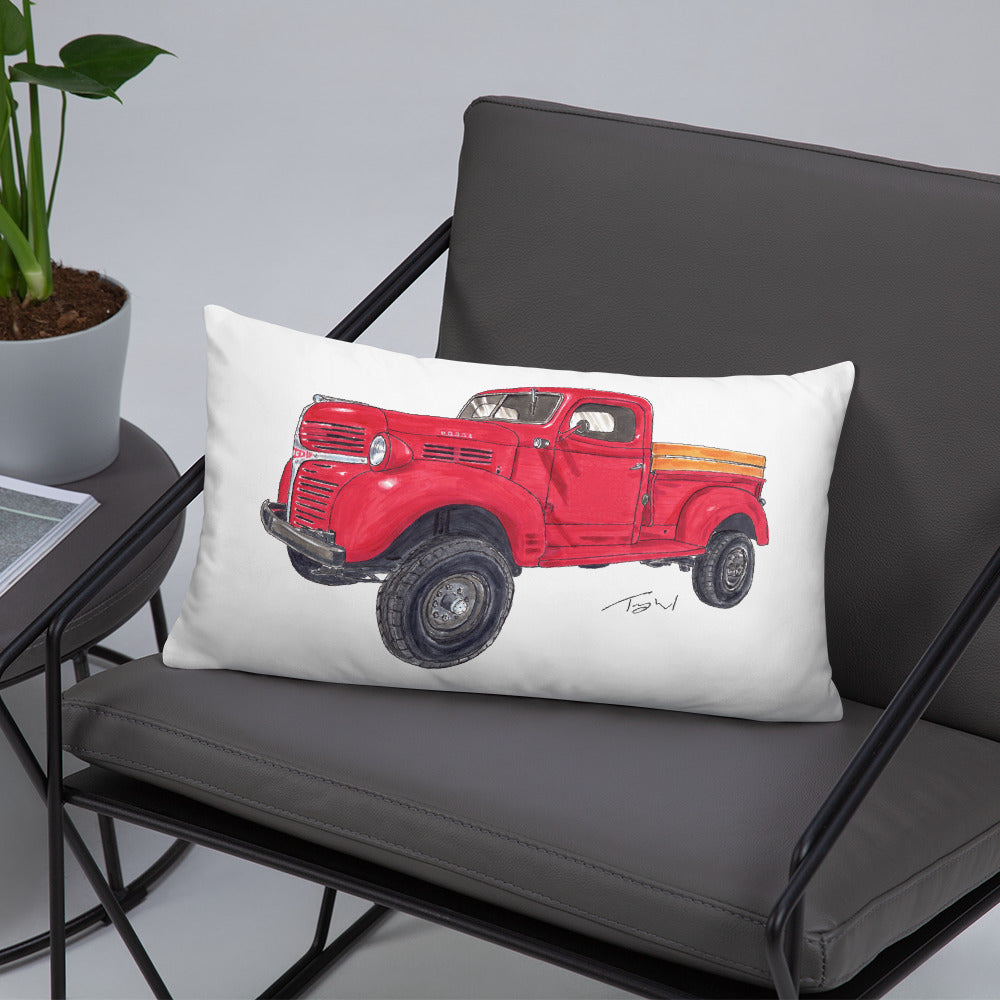 Vintage 1946 D Red Truck Basic Pillow