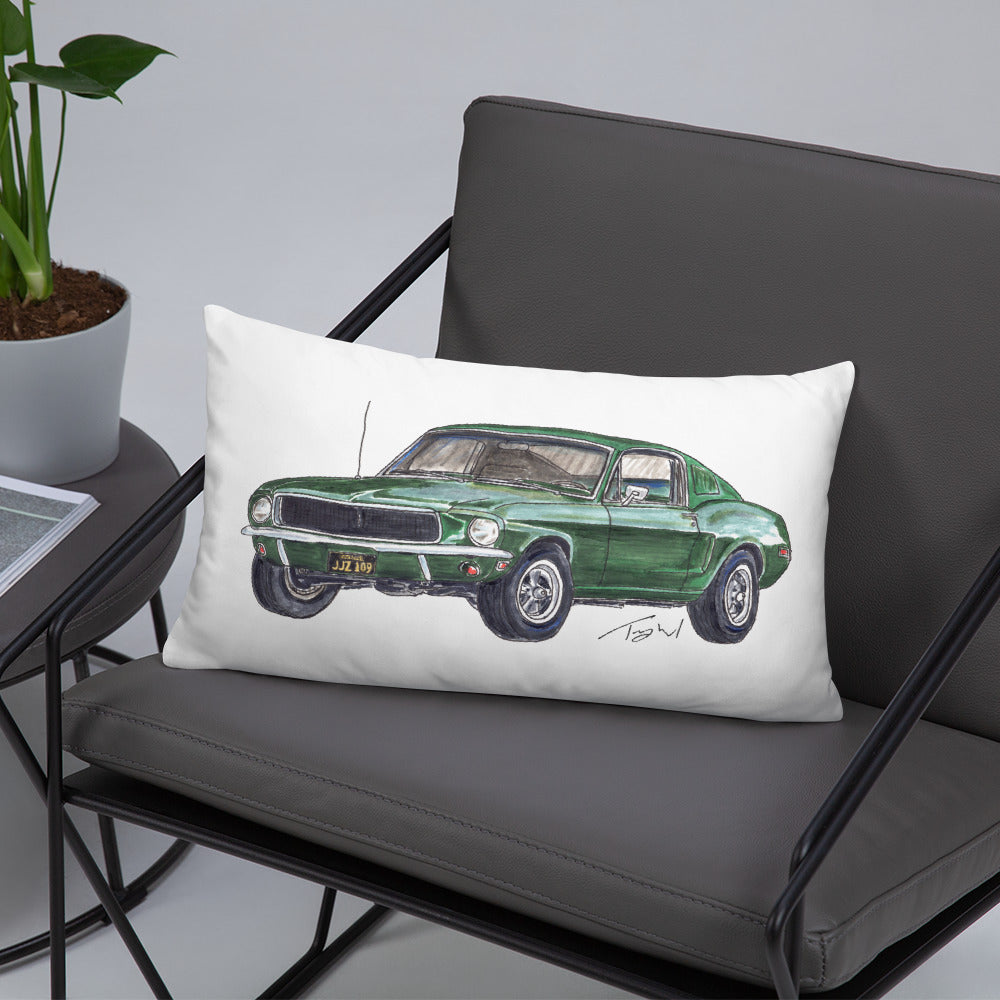 1968 B Mustang GT Green Basic Pillow