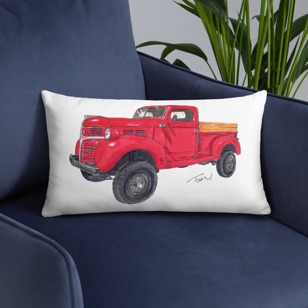 Vintage 1946 D Red Truck Basic Pillow