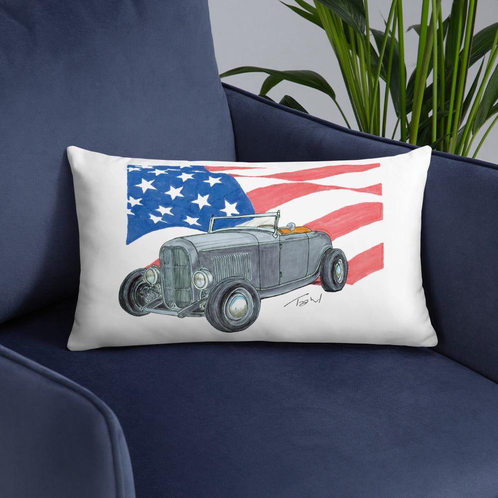 1932 F Roadster USA Flag Basic Pillow