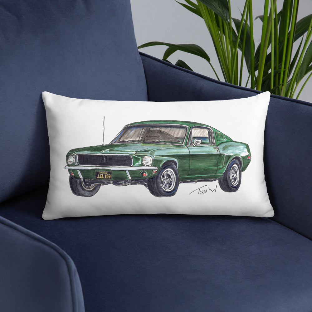 1968 B Mustang GT Green Basic Pillow