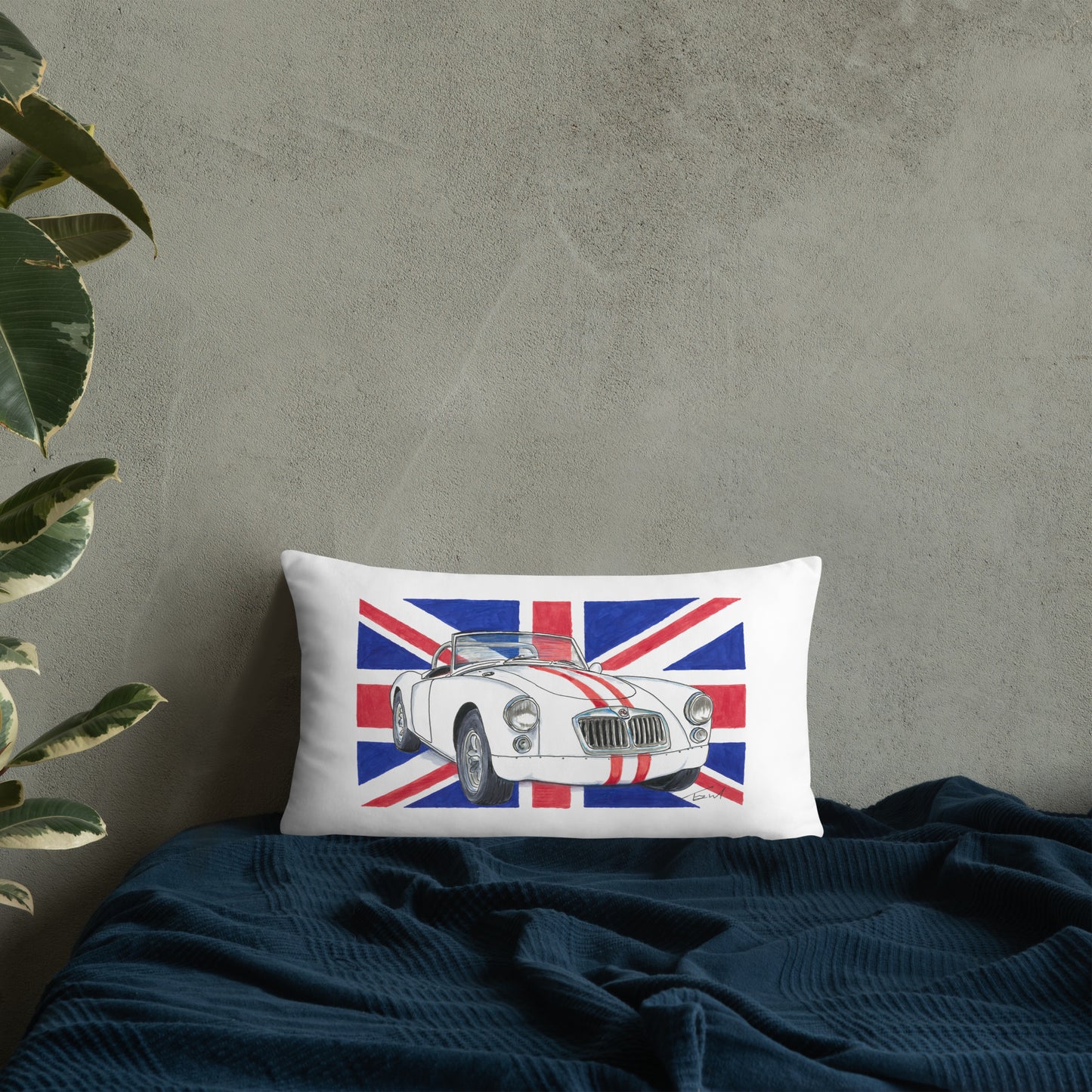 British 1962 MGA Union Jack Basic Pillow