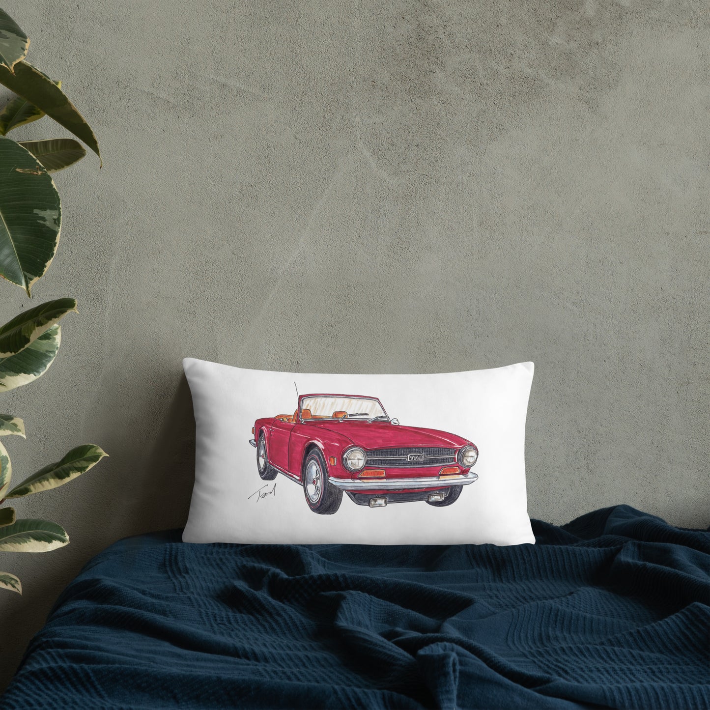 British TR6 Burgundy Basic Pillow