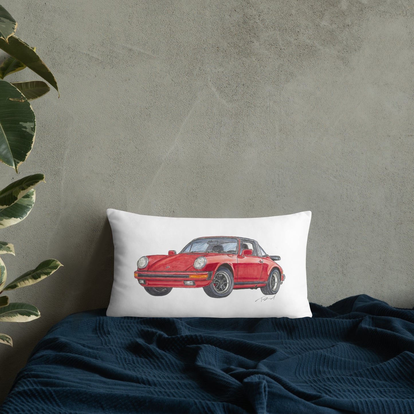 1975 911 Targa Red Basic Pillow