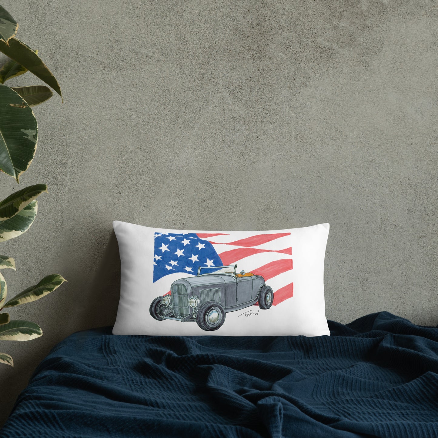 1932 F Roadster USA Flag Basic Pillow