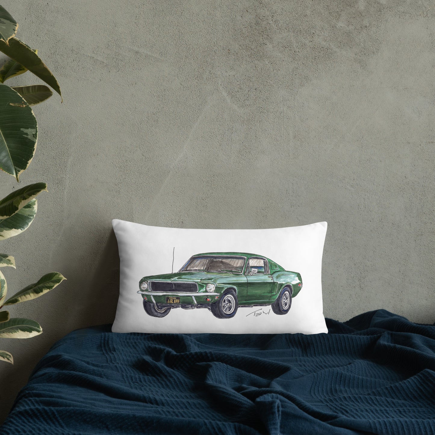 1968 B Mustang GT Green Basic Pillow