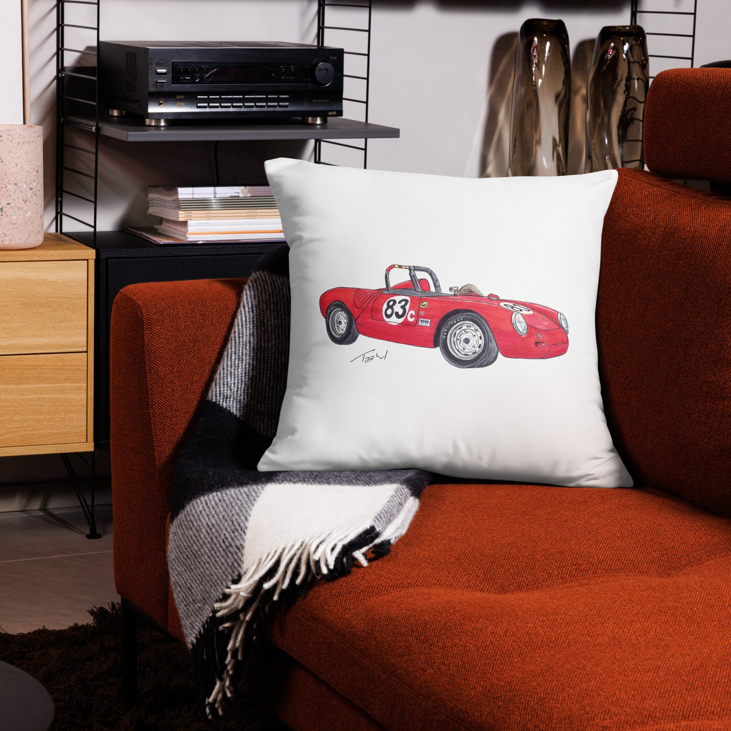 1955 P 550A Spyder Red Basic Pillow