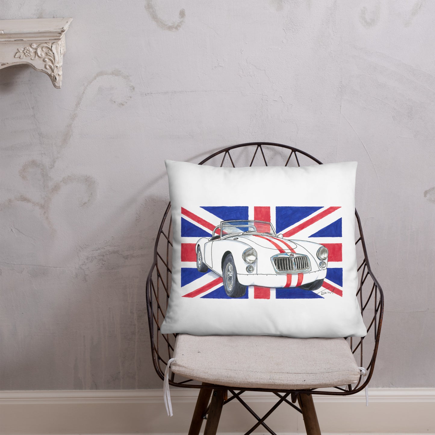 British 1962 MGA Union Jack Basic Pillow