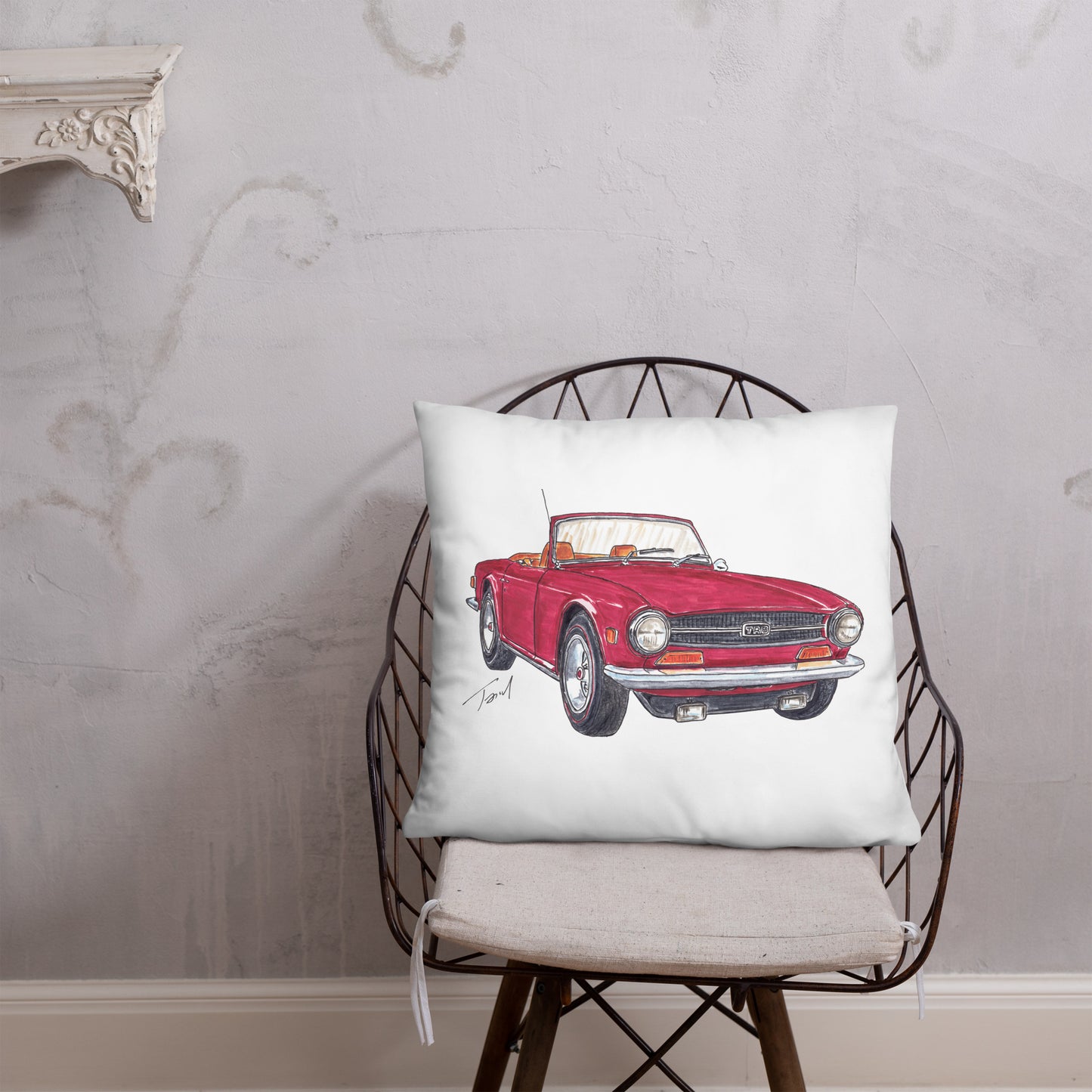 British TR6 Burgundy Basic Pillow