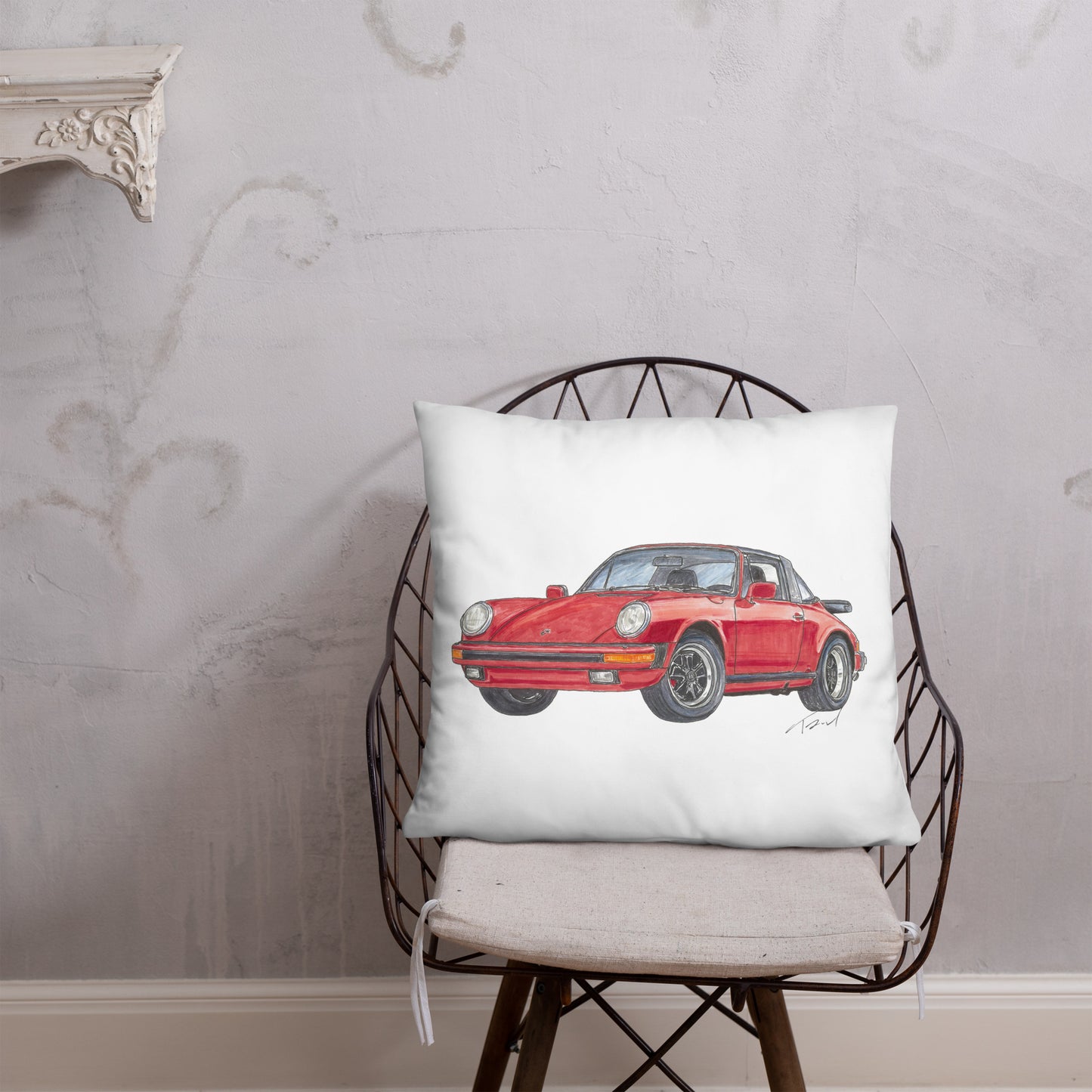 1975 911 Targa Red Basic Pillow