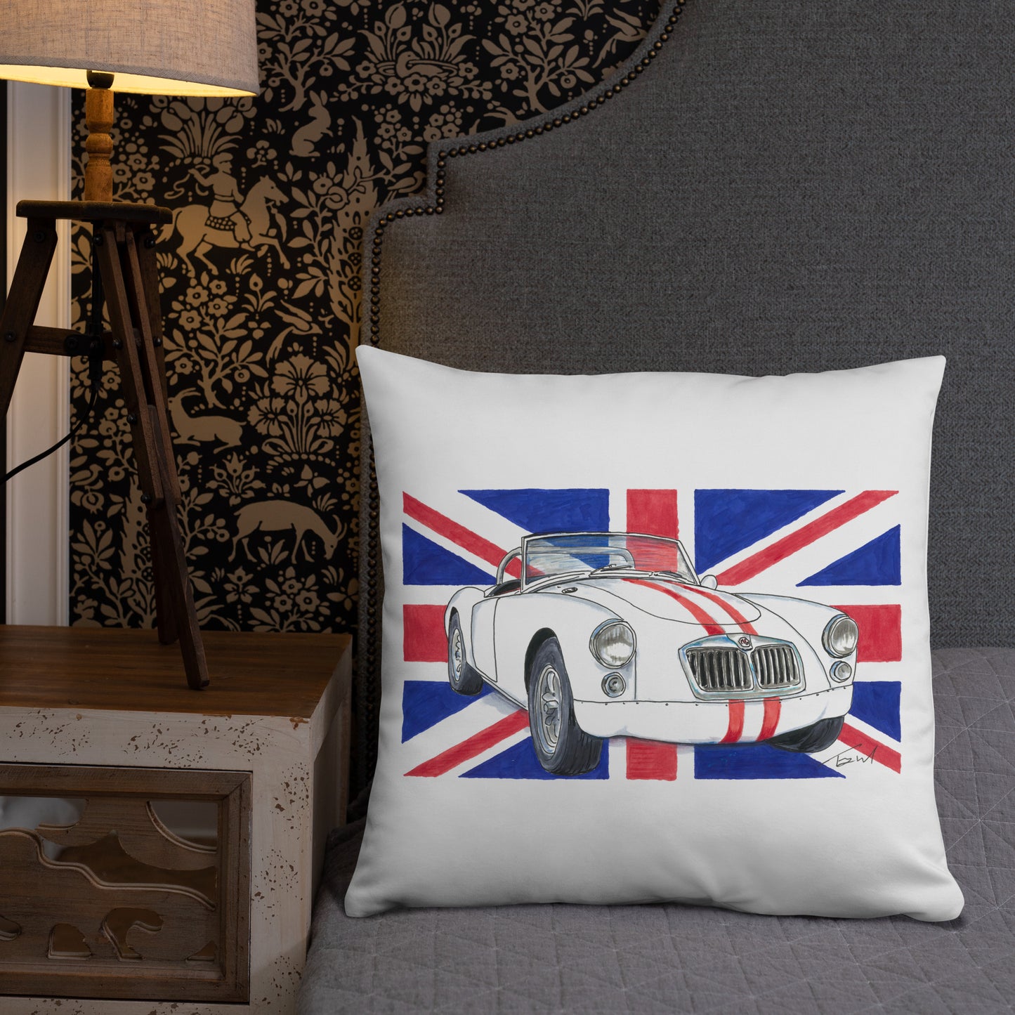 British 1962 MGA Union Jack Basic Pillow